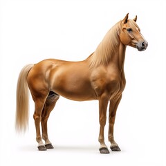 Naklejka premium Majestic Purebred Horse Standing in Sunny Grassland - Realistic Animal Portrait Illustration