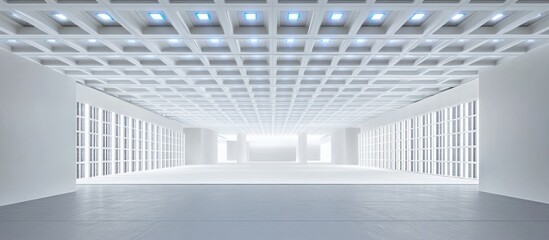 Naklejka premium Empty, bright, modern hall with light fixtures