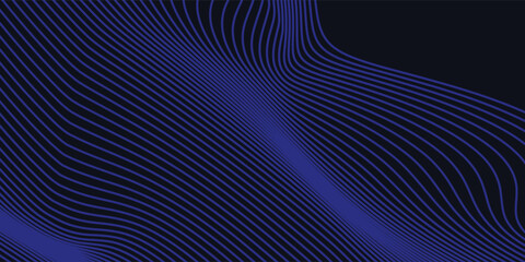 Naklejka premium Abstract glowing wave lines on dark blue background. Dynamic wave pattern. Modern flowing wavy lines. Futuristic technology concept. Suit for banner, poster, cover, brochure modern arts blue