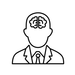 Business Person with Brain Icon. Thinking Man Mind Concept