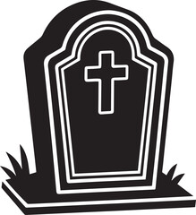Obraz premium vector illustration of an old cemetery, tombstone illustration vector, tombstone silhouette vector icon black and white