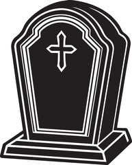 Obraz premium vector illustration of an old cemetery, tombstone illustration vector, tombstone silhouette vector icon black and white
