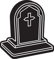 Fototapeta premium vector illustration of an old cemetery, tombstone illustration vector, tombstone silhouette vector icon black and white