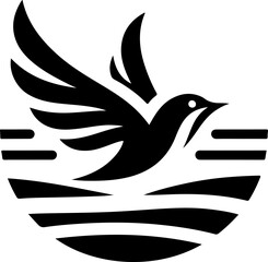 vector illustration of flying bird symbol logo icon for peace mascot and growing company