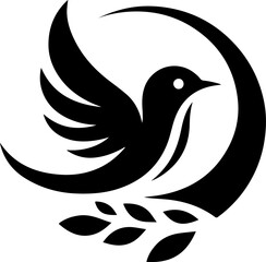 vector illustration of flying bird symbol logo icon for sacred peace mascot and company in humanitarian field