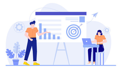 Business colleagues in a meeting room, sharing data and analyzing statistics. Perfect for presentations, reports, websites, and articles on teamwork and financial analysis.