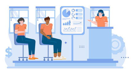 Three people in a conference room having a meeting. Suitable for business presentations, corporate communication, teamwork concepts, and workplace discussions.