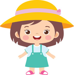 little girl with a hat summer 