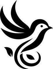 vector illustration of flying dove symbol logo icon for peace mascot and growing company rising high