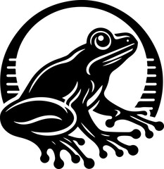 sketch vector illustration silhouette icon logo symbol mascot animal frog as rain caller classic vintage abstract modern style