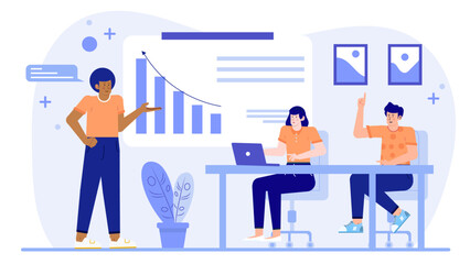 Two people analyzing business plan and financial graphs. Suitable for finance, teamwork, business strategy, partnership, planning, and corporate concepts.