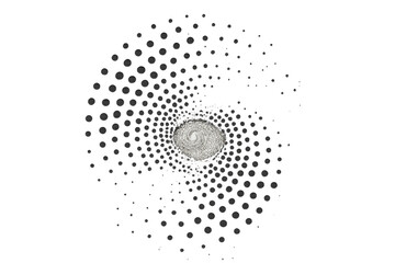 Abstract design featuring swirling halftone dots creating a vortex effect, ideal for graphic design projects