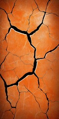 Cracked Earthy Orange Texture Featuring Deep Black Fissures and Weathered Surface