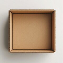 Eco-Friendly Packaging. Brown Cardboard Box for Shipping & Storage Solutions Flat Lay Top View, Recyclable Material Design