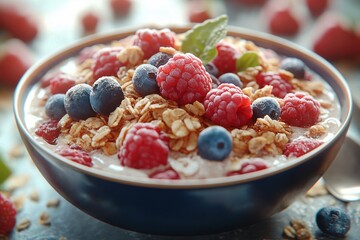 Healthy Breakfast Bowl with Yogurt, Berries & Granola. A Nutritious & Delicious Start to Your Morning Routine