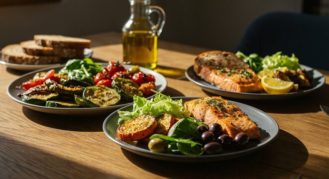 Healthy food for balanced flexitarian mediterranean diet concept