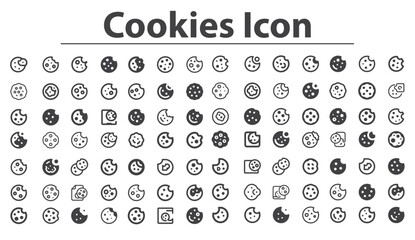 cookies icon Set. cookies icon set vector design template Free Vector. Cookie Icon stock illustrations. Cookies vector icons for web page. Different cookies icon set..svg