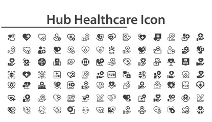 Hub Healthcare icon Set. Tech Head logo symbol stock illustration stock illustration. Brain Health Technology icon vector stock illustration. Medical referrals icon for web Pro Vector.svg