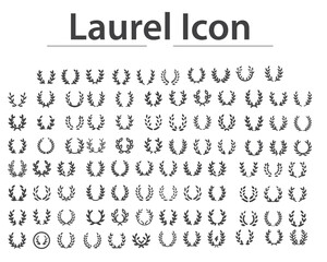 Laurel icon Set. Set of wreaths and branches with leaves. Hand drawing laurel wreaths and branches collection. Laurels wreaths, swirls, twigs and flower ornaments. Herbs, flowers and plants elements.s