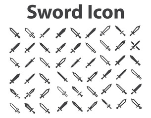 sword icon Set. Sword icons set. Vector Ancient swords signs and crossed pictograms stock illustration. Swords on white background stock illustration. War icons stock illustration.svg