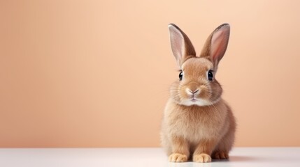 cute animal pet rabbit or bunny brown color smiling and laughing isolated with copy space for easter background, rabbit, animal, pet, cute, fur, ear, mammal, background, celebration, generate by AI