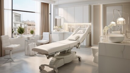Dermatology and beauty clinic treatment Interior decoration for VIP customers by expert dermatologists. Beauty salon, spa, massage with equipment to to help relax, physiotherapy, relaxing massage.