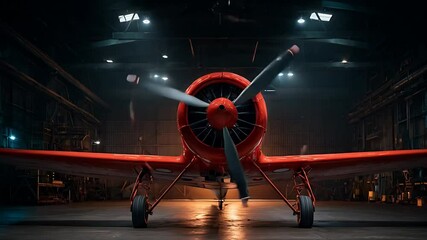 A plane is starting engine in airbase