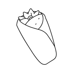 Simple line drawing of a burrito food illustration