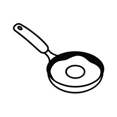 Frying pan line drawing kitchen utensil cooking breakfast food