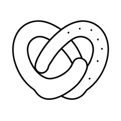 Delicious pretzel line drawing bakery treat food illustration