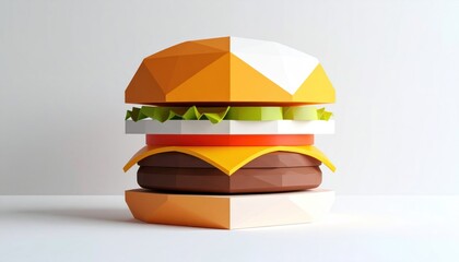 A creative polygon style burger, a fusion of culinary art and graphic design