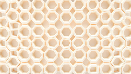 Obraz premium Abstract Hexagon Pattern Cream and White Geometric Background Texture