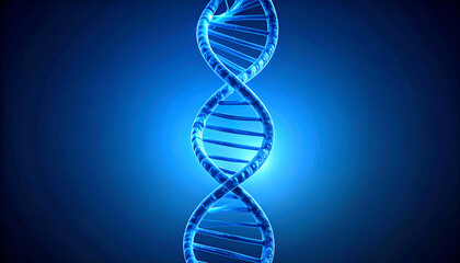 Glowing Blue 3D DNA Double Helix A Detailed Biological Representation