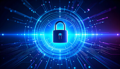 Cybersecurity Digital Lock and Key in a Vibrant Network