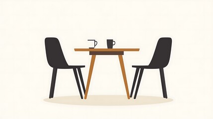 Simple table and chairs in a minimalist design.
