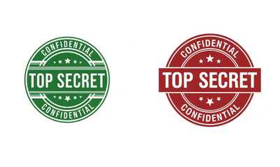 Obraz premium Red and Green Top Secret Confidential Vector Stamp Badges Set Isolated