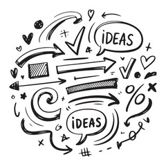 Collection of Hand-Drawn Doodles and Symbols