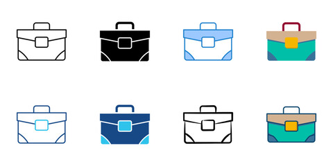 Briefcase icon set multiple style collection 
