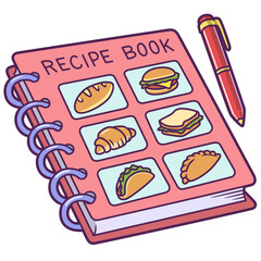 recipe book cartoon sticker illustration