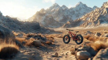 Mountain bike in snowy mountain landscape