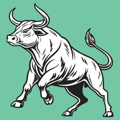 Powerful Striking Bull Vector Illustration