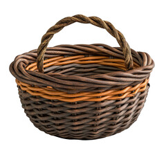 Obraz premium Charming handwoven wicker basket featuring intricate twisted handle design