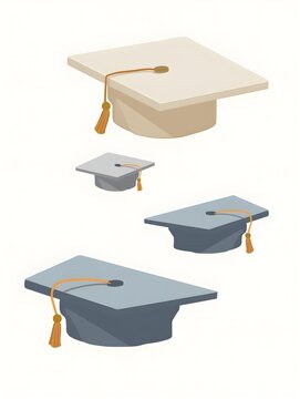 Illustration Of Graduation Caps Symbolizing Education Academic Success And Achievement