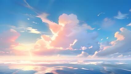 beautiful sea and ocean with cloud on blue sky unreal engine 