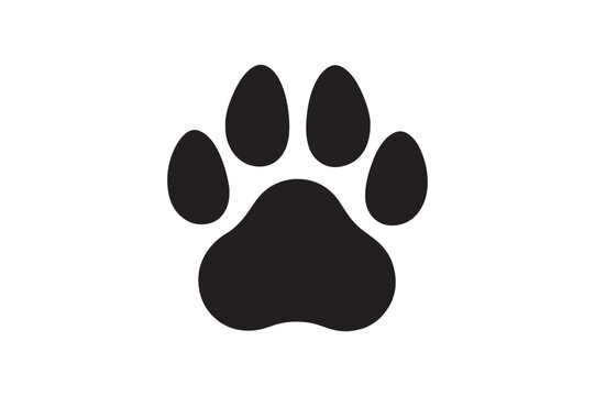 Paw Print silhouette vector with white background