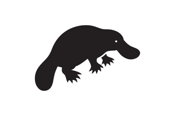 Fototapeta premium Platypus Odd silhouette vector with white background