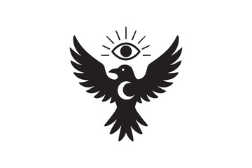 Obraz premium Raven Spirit silhouette vector with white background
