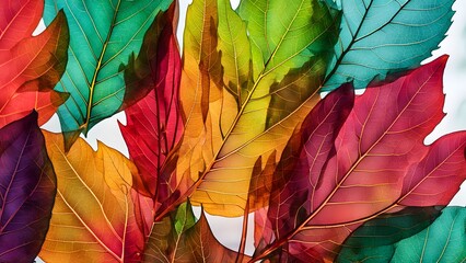 vibrant transparent leaves with copy space