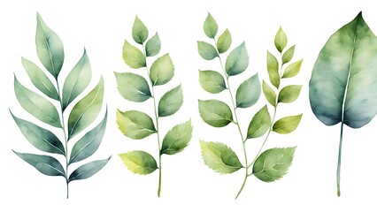 watercolor plant leaf set
