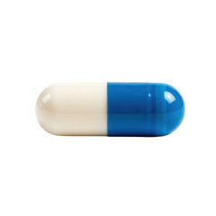 Blue and white capsule pill medicine health supplement medication on transparent background